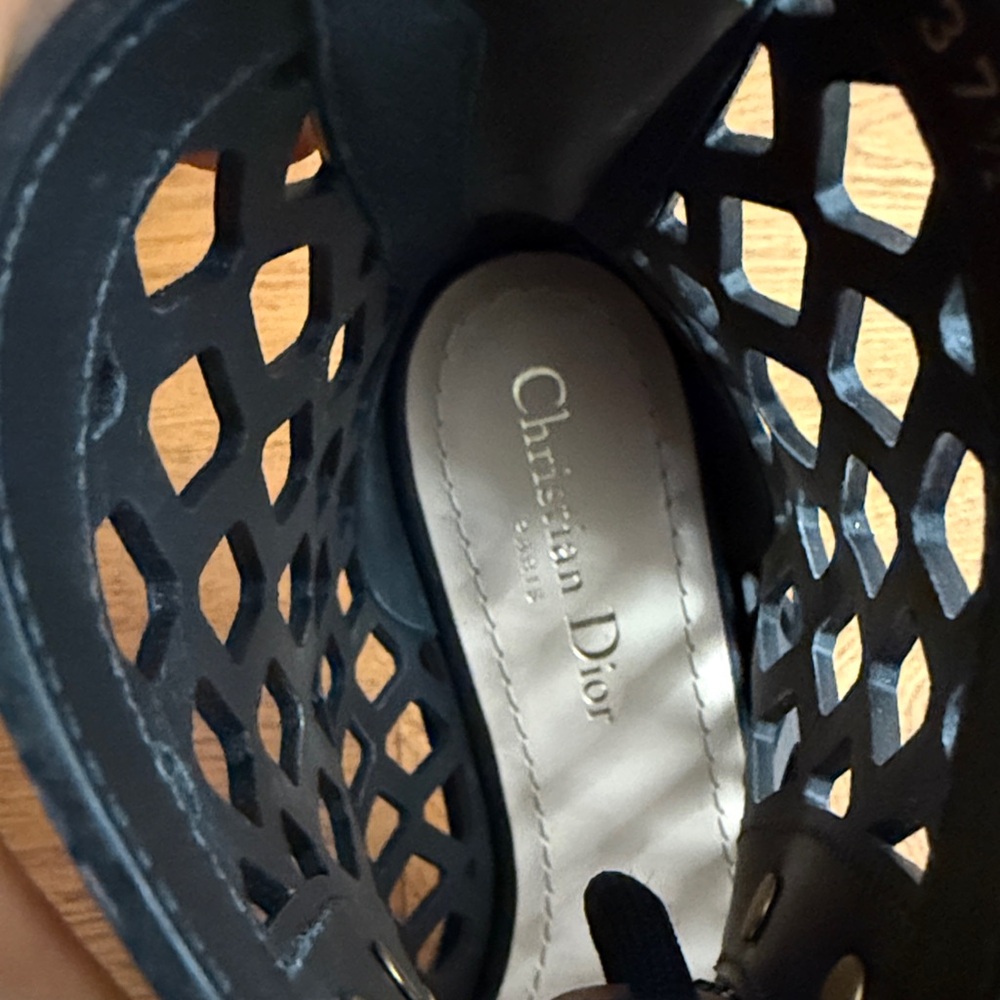 Dior Black Cutout Lace-Up Sandals - Picture 9 of 12